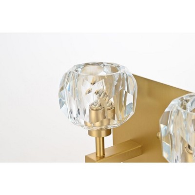 Gold Iron 3-Light Wall Sconce with Clear Crystal Shades