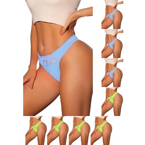 INSPIRE CHIC Women's Low-Waisted Smooth Elastic Lace Waist Solid Thongs 9 Packs - 1 of 4