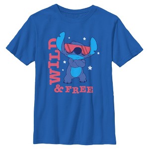 Lilo & Stitch Boys July 4th Wild and Free Pose Short Sleeve T