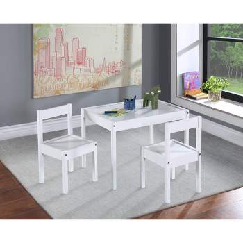 Olive & Opie Della Solid Wood Kids' Table and Chair Set - White - 3pc