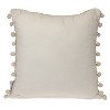 HomeRoots 18" Beige and White Weave Cotton Throw Pillow With Pom Poms - 4 of 4
