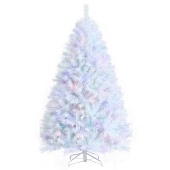 Tangkula White Realistic Xmas Tree, Lush Christmas Tree W/ PVC & PET Branch Tips