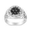 Silver 1/4 Cttw White and Black Treated Diamond Halo Cluster Ring for Men - 2 of 4