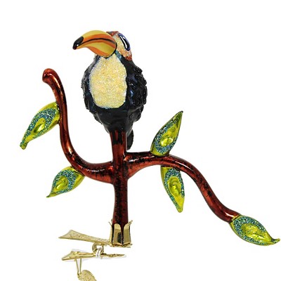 Morawski 4.0 Inch Toucan Sitting On A Branch Ornament Clip On Colorful Bird Zoo Tree Ornaments