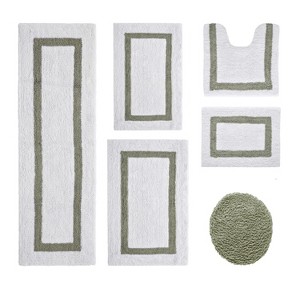 Hotel Bath Rug 100% Premium Cotton Tufted Weave Two Tone Reversible 6 Piece Bathroom Rug Set, Super Soft & Water Absorbent, Machine Washable Bathmat - 1 of 4