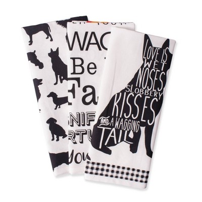 black and white print towels