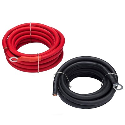 10ft Red and Black Copper Battery Power Inverter Cables Set