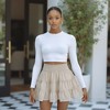 Knit & Lounge Women’s Tiered Ruffle Mini Skirt Smocked Waist Lightweight Flowy Layered Hem Lined with Shorts - 2 of 4