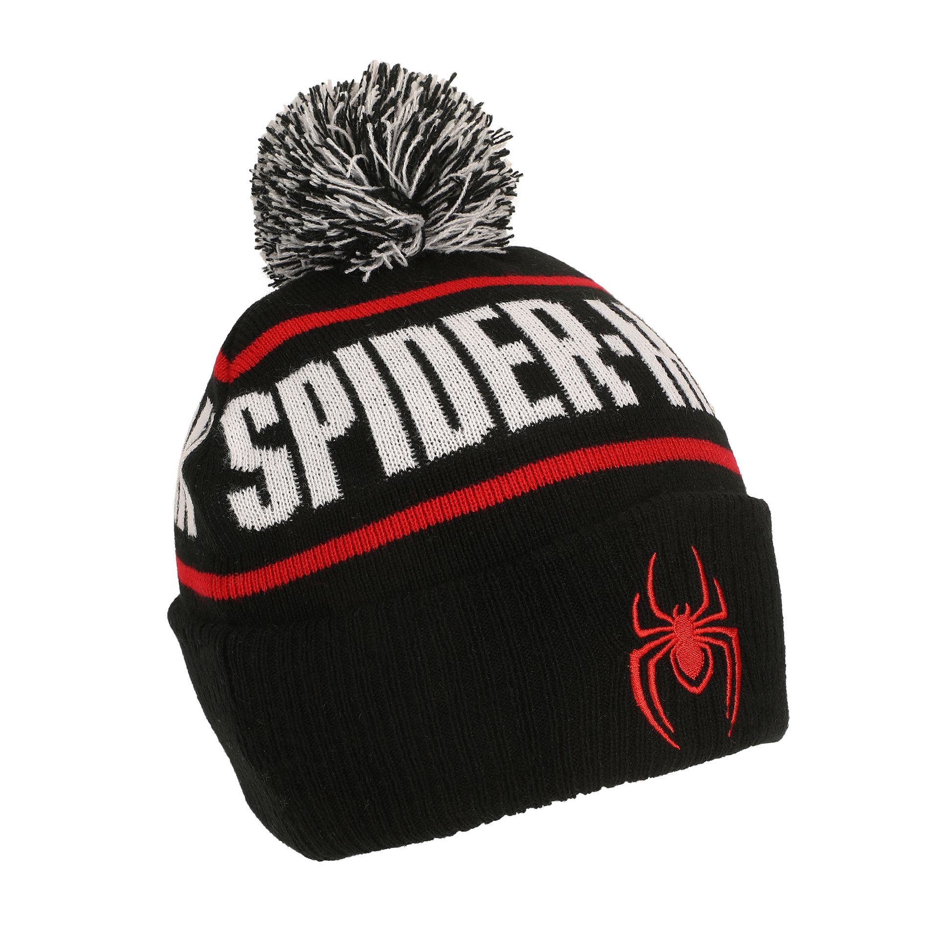 Spider-Man Logo & Name Text Black Cuff Beanie