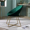 Roundhill Furniture Slatina Silky Velvet Upholstered Accent Chair, Green with Gold Tone Finished Base - 2 of 4