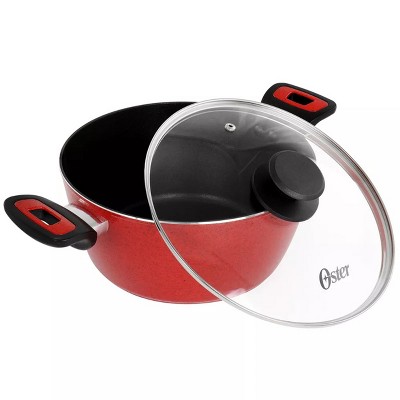 Oster Merrion 6 qt. Round Aluminum Nonstick Dutch Oven in Red with