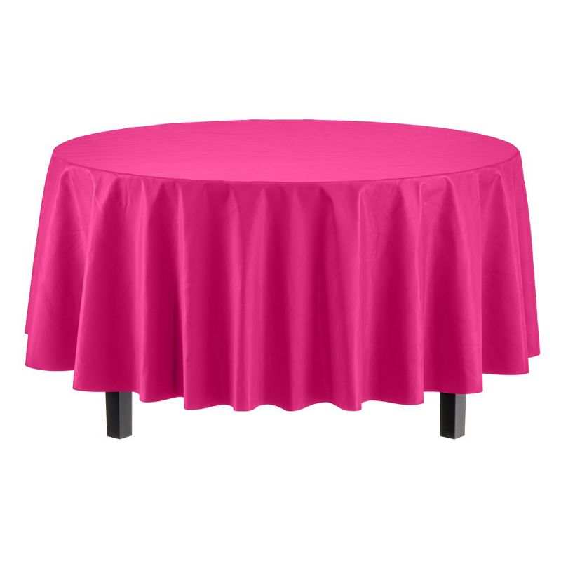 Crown Display Disposable Plastic Tablecloth 84 Inch Round- 6 Pack, 3 of 8