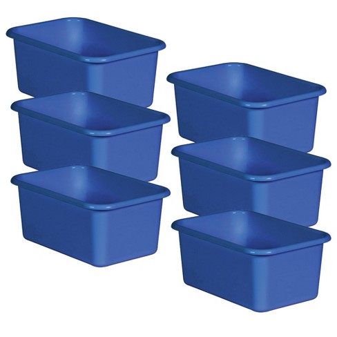 Teacher Created Resources Plastic Storage Bin, Slate Blue - Small - Pack of 6