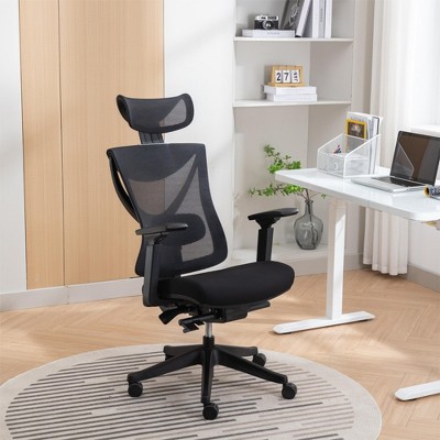 Dsvimoy Task and Office Chair Big and Tall Office Chair with Adjustable Lumbar and Slide Seats for Office, Black, 27.95"*25.98"*17.71"