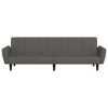 vidaXL 2-Seater Sofa Bed - Dark Gray Velvet Upholstered Loveseat, Convertible Sleeper for Living Room/Guest Room - 4 of 4