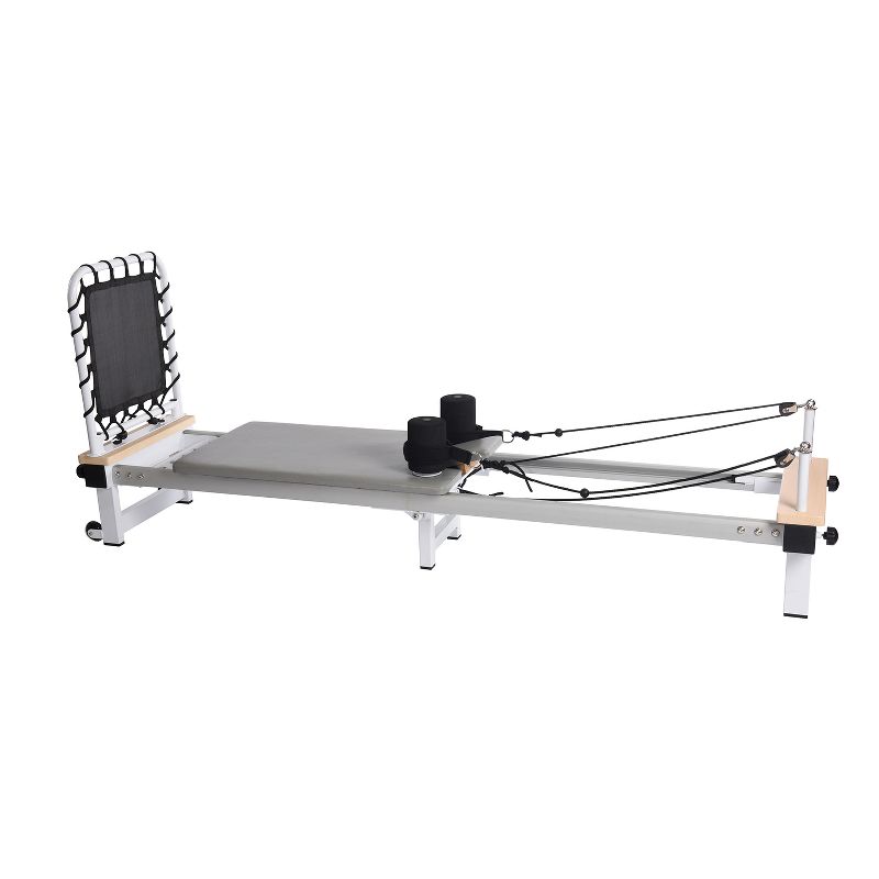 Stamina 55-5610 AeroPilates Precision Series Cushioned Cardio Reformer Resistance Band Foldable Wheeled Workout System Home Gym Machine, White, 1 of 8