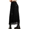 Floral Mesh Boho Midi Skirt - Women's High Waist A-Line Skirt with Lettuce Trim Black Glitter - 2 of 4