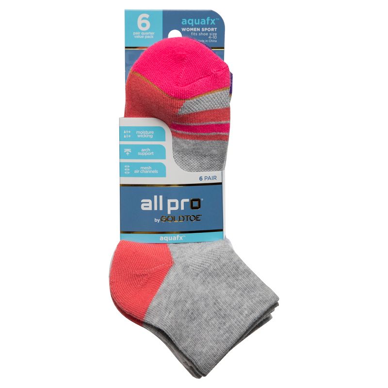 All Pro Women's 6pk Aqua FX Ankle Socks, 3 of 5
