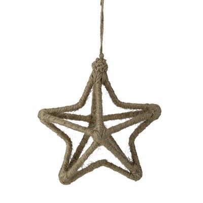 Allstate Floral 12" Beige 5 Point Star Jute Wrapped Christmas Ornament