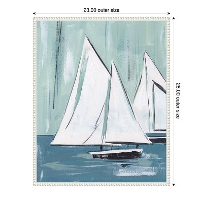Sailing Winds I Abstract Blue and White Canvas Print with Floater Frame