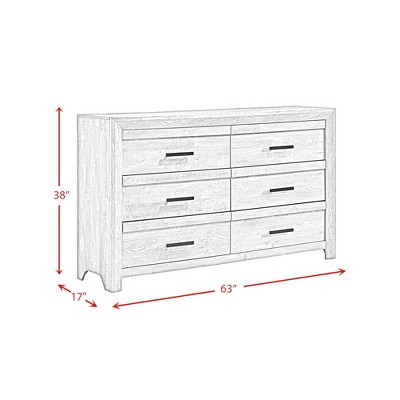 White Farmhouse 6-Drawer Dresser with Soft Close and Felt Lined Drawers