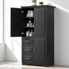 Tall Storage Cabinet with 3 Drawers and Adjustable Shelf, 62.2" Freestanding Organizer Cabinet with 3 Doors for Bathroom - 2 of 4