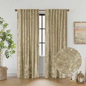 Texture Velvet Back Tab Room Darkening Curtain Single Panel - 1 of 4