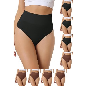 INSPIRE CHIC Women's High-Waisted Invisible Stretchy Comfortable Thongs 9 Packs - 1 of 4