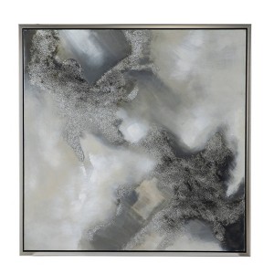 40"x40" Stormy Skies Hand Painted Wall Art with Silver Frame - A&B Home: Contemporary Art Deco, Abstract - 1 of 4