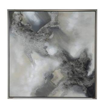 40"x40" Stormy Skies Hand Painted Framed Wall Art Gray/Silver - A&B Home