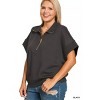 I am a Fashion Junky Zenana Full Size Scuba High Neck Half Zip Short Sleeve Top Plus Size - 4 of 4