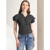 Allegra K Women's Summer V Neck Cap Short Sleeve Button Floral Print Shirt - 2 of 4
