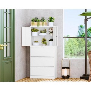 Mlezan 3-Drawer File Cabinet:White Metal Storage with Adjustable Shelves and Lock.Fits Legal/Letter/A4/F4 Files,Ideal for Home or Office Organization. - 1 of 4