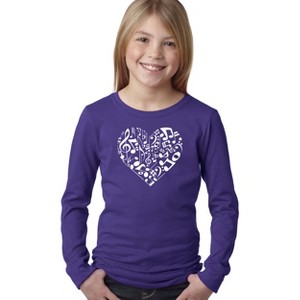 LA Pop Art Girl's Word Art Long Sleeve - Heart Notes - 1 of 4