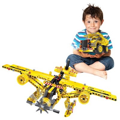 EverPlay  2-in-1 Flying Propeller Airplane & Dump Truck , STEM Toys for Kids 8+