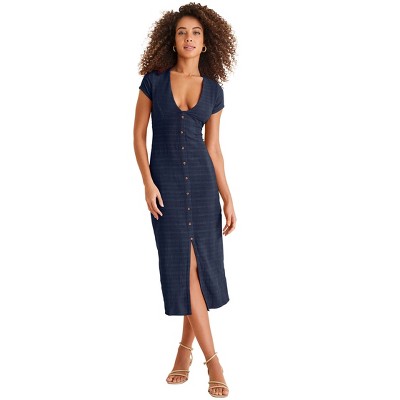 VENUS Womens Linen Midi Dress