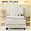 Kids Twin Bed Frame with Velvet Upholstered Headboard, Non-Slip and Soundproof Platform Bed, No Box Spring Needed, Easy Assembly - 4 of 4