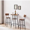 Round bar stool set with shelves, stool with backrest Rustic Brown, 23.6'' Dia x 35.4'' H(Rustic Brown) - 3 of 4