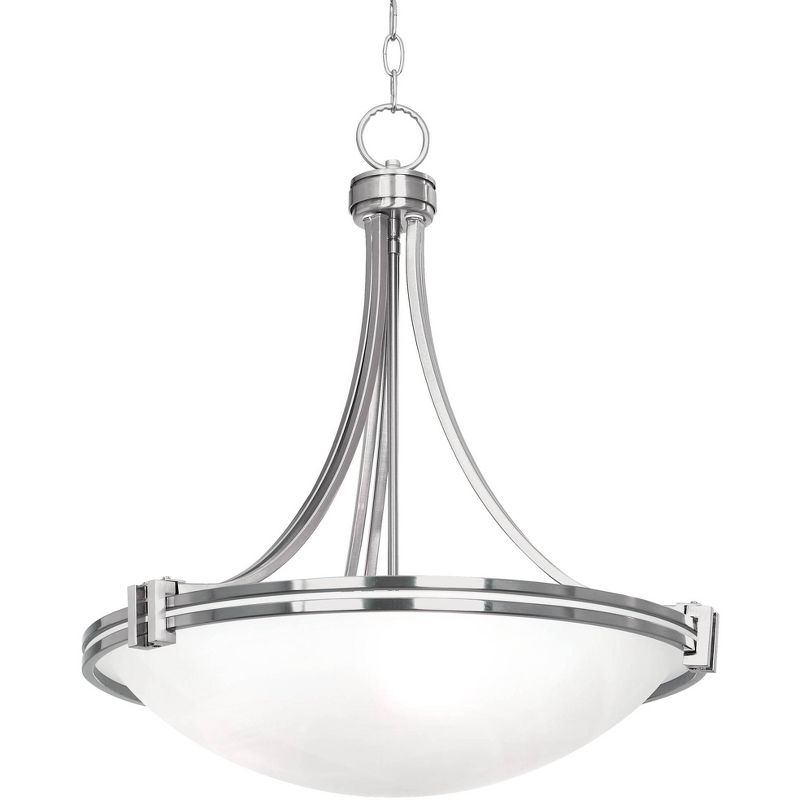 Possini Euro Design Deco Brushed Nickel Pendant Chandelier 21 1/2" Wide Modern White Marbled Bowl Glass 3-Light Fixture for Dining Room Kitchen Island, 5 of 10