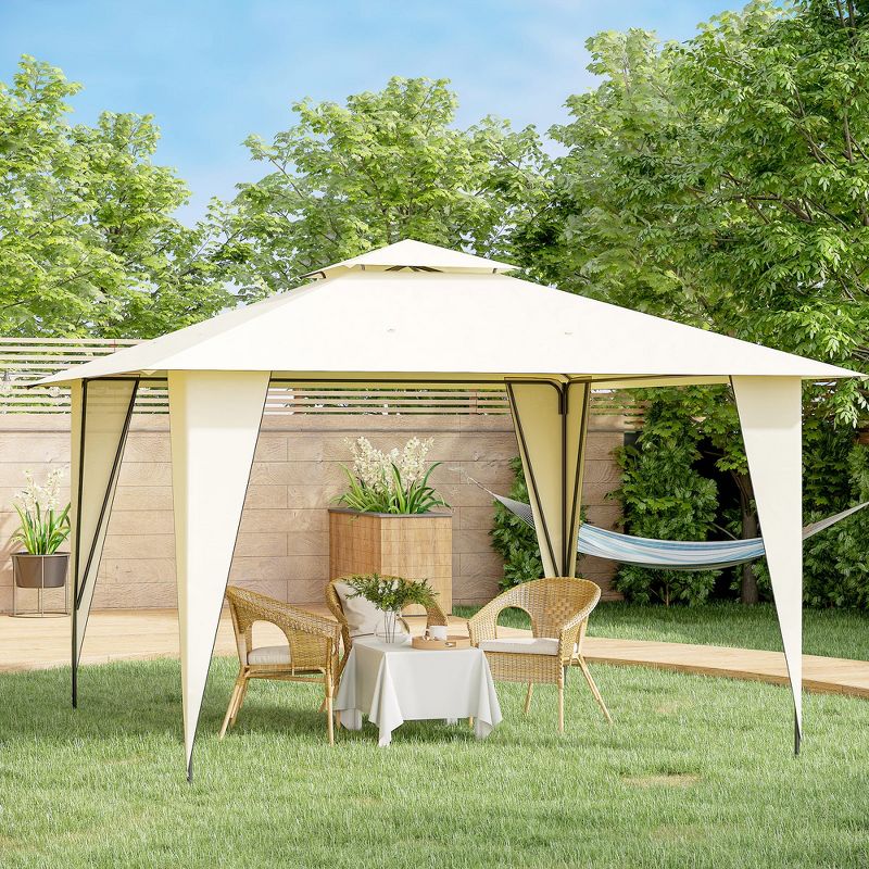 Outsunny 12' x 12' Outdoor Canopy Tent Party Gazebo with Double-Tier Roof, Steel Frame, Included Ground Stakes, 2 of 9