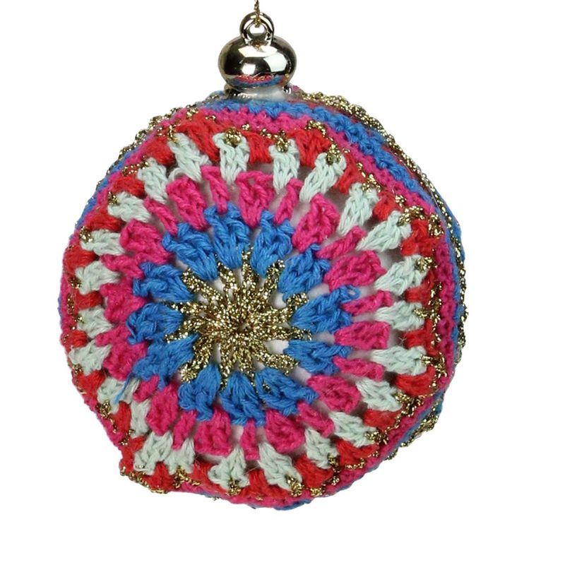 Northlight Multi-Color Knit Christmas Disc Ornament 4" (100mm), 2 of 3