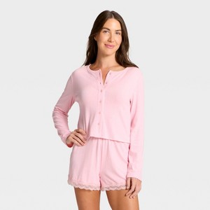 Women's Variegated Ribbed Pajama Cardigan - Auden™ - 1 of 3