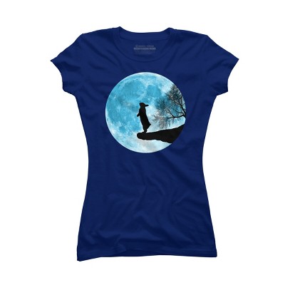 Junior's Design By Humans Moon Bunny By Maryedenoa T-Shirt