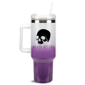 100 North Never Better Skull Halloween Wrap-Around 40 Oz. Stainless Steel Water Bottle Coffee Mug, Spill & Leak Resistant, Travel Tumbler with Handle, - 1 of 4