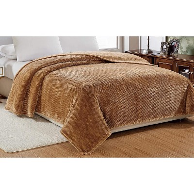 Mocha Queen Size Waffle Textured Microplush Blanket