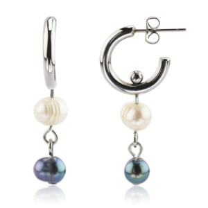 Slate by Rebl Pearl Dangle Earrings  Stainless Steel, 15x2.5mm Hoop with 15mm Drop - 1 of 1