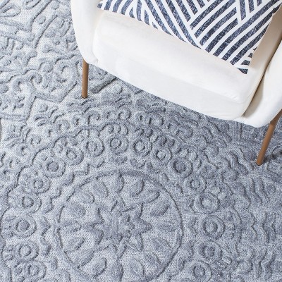 Hand-Tufted Light Grey Wool Square Area Rug, 6' x 6'