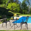 3-Piece Outdoor Bistro Set, Cast Aluminum Chairs & Table with Umbrella Hole, Adjustable Feet for Garden - 2 of 4