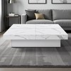 Mshliw Square Marble Veneer Coffee Table with Sliding Top and Hidden Storage, Dining Table, Sofa Table, MDF Pedestal Base, 39.4'' - 3 of 4