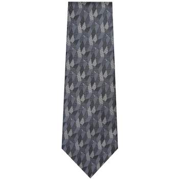 TheDapperTie Men's Charcoal Gray Geometric Necktie with Hanky